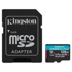 Карты памяти Kingston 128 GB microSDXC class 10 UHS-I U3 Canvas Go! Plus + SD Adapter SDCG3/128GB
