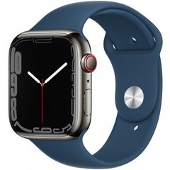 Смарт-часы Apple Watch Series 7 GPS + Cellular 45mm Graphite S. Steel Case w. Abyss Blue S. Band (MKJH3\MKL23) фото
