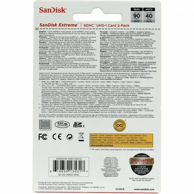 Карта памяти SanDisk 2x16 GB SDHC UHS-I U3 Extreme SDSDXNE-016G-GNCI2 фото