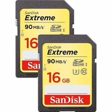 Карта пам'яті SanDisk 2x16 GB SDHC UHS-I U3 Extreme SDSDXNE-016G-GNCI2 фото