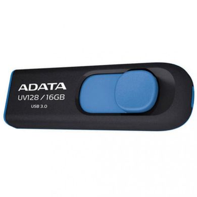 Flash память ADATA 16 GB USB 3.0 UV128 black/blue (AUV128-16G-RBE) фото