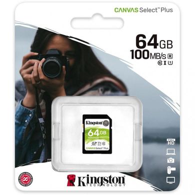 Карта памяти Kingston 64 GB SDXC Class 10 UHS-I Canvas Select Plus SDS2/64GB фото