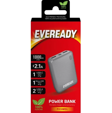 Power Bank Eveready PX10M 10000 mAh Mini Silver (PX10MSL) фото