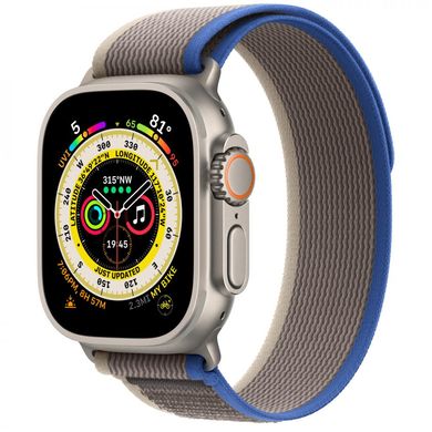 Смарт-годинник Apple Watch Ultra GPS + Cellular 49mm Titanium Case with Blue/Gray Trail Loop - M/L (MQF33, MQEJ3, MQFV3) фото