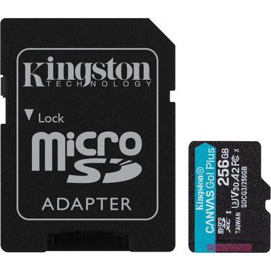 Карта памяти Kingston 256 GB microSDXC class 10 UHS-I U3 Canvas Go! Plus + SD Adapter SDCG3/256GB фото
