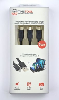 Кабель USB Timstool USB to microUSB 0.21 м 3 шт Black (DC21-MU-BL) Black фото