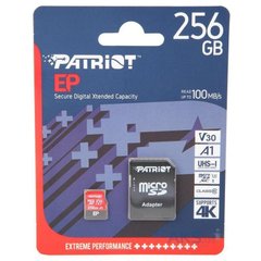 Карта пам'яті PATRIOT 256 GB microSDXC UHS-I U3 V30 A1 EP + SD adapter PEF256GEP31MCX фото