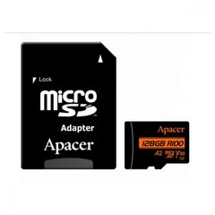 Карта пам'яті Apacer 128 GB microSDXC UHS-I U3 V30 A2 + SD-adapter (AP128GMCSX10U8-R) фото