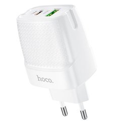 Зарядное устройство Hoco C85A Bright PD20W + QC3.0 Type-C + USB White фото