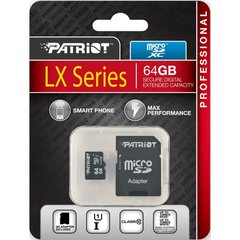 Карты памяти PATRIOT 64 GB microSDXC UHS-I + SD adapter PSF64GMCSDXC10