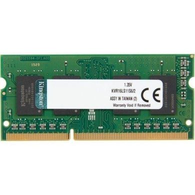 Оперативна пам'ять Kingston 2 GB SO-DIMM DDR3L 1600 MHz (KVR16LS11S6/2) фото