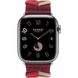 Apple Watch Hermes Series 9 GPS + Cellular, 41 mm Edelstahlgehause Silber, Bridon Single Tour Rouge H (MRQ43 + MTHL3)
