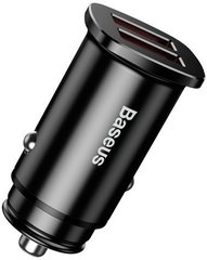 Зарядний пристрій Baseus USB Car Charger Square Metal Quick Charger 3.0 2xUSB 30W Black (CCALL-DS01) фото
