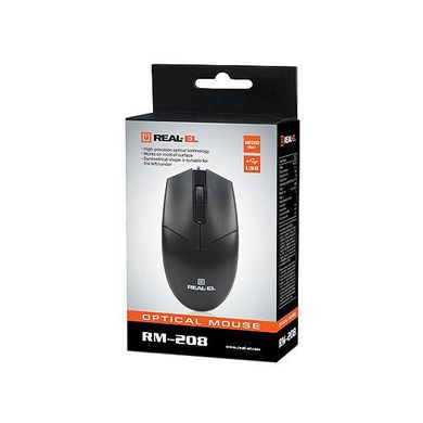 Миша комп'ютерна REAL-EL RM-208 Black (EL123200030) фото