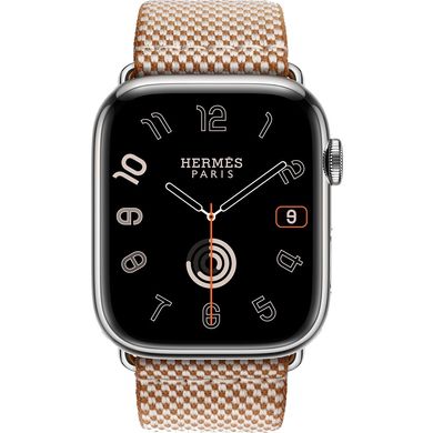 Смарт-часы Apple Watch Hermes Series 9 GPS + Cellular, 41mm Silver Stainless Steel Case with Gold/Ecru Toile H Single Tour (MRQ43 + MTJG3) фото