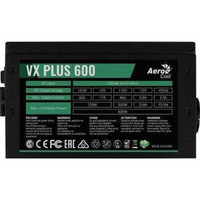 Блок питания Aerocool VX PLUS 600 (4713105962772) фото