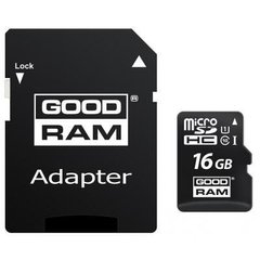 Карта пам'яті GOODRAM 16 GB microSDHC class 10 UHS-I + SD Adapter M1AA-0160R12 фото