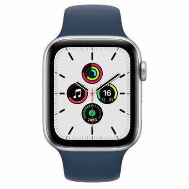 Смарт-годинник Apple Watch SE GPS 44mm Silver Aluminum Case w. Abyss Blue S. Band (MKQ43) фото