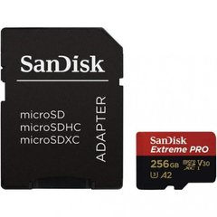 Карта пам'яті SanDisk 256 GB microSDXC UHS-I U3 Extreme Pro A2 + SD Adapter SDSQXCZ-256G-GN6MA фото