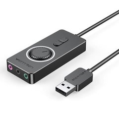 Звукова карта VENTION USB External Stereo Sound Adapter with Volume Control Black (CDRBB) фото