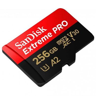 Карта памяти SanDisk 256 GB microSDXC UHS-I U3 Extreme Pro A2 + SD Adapter SDSQXCZ-256G-GN6MA фото