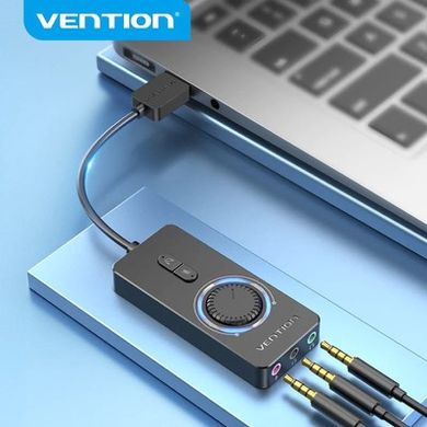 Звукова карта VENTION USB External Stereo Sound Adapter with Volume Control Black (CDRBB) фото