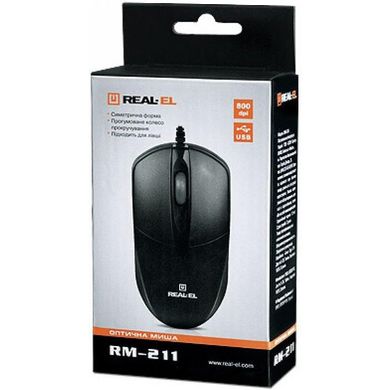Миша комп'ютерна REAL-EL RM-211 Black (EL123200001) фото