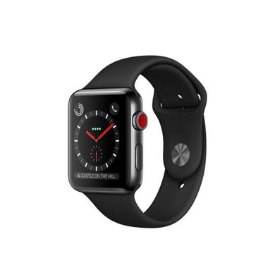 Смарт-годинник Apple Watch Series 3 GPS + Cellular 42mm Space Black Stainless Steel w. Black Sport B. (MQK92) фото