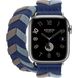 Apple Watch Hermes Series 9 GPS + Cellular, 41mm Silver Stainless Steel Case with Navy Bridon Double Tour (MRQ43 + MTHP3)