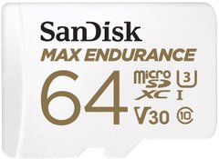 Карта пам'яті SanDisk 64 GB microSDXC Max Endurance UHS-I U3 V30 + SD adapter SDSQQVR-064G-GN6IA фото