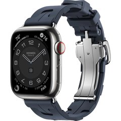 Смарт-годинник Apple Watch Hermes Series 9 GPS + Cellular, 41mm Silver Stainless Steel Case with Navy Kilim Single Tour (MRQ43 + MTHU3) фото