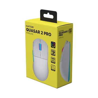 Миша комп'ютерна HATOR Quasar 2 PRO Wireless White/Cyan (HTM561WC) фото