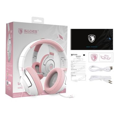 Навушники Sades SA-205 Whisper White/Pink (SA205WHP) фото