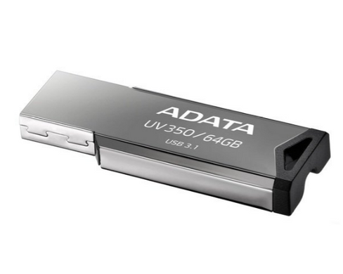 Flash память ADATA 64 GB UV350 Metal Black USB 3.1 (AUV350-64G-RBK) фото