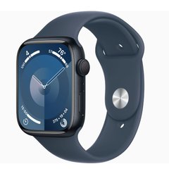 Смарт-часы Apple Watch Series 9 45mm Midnight (MR9Q3) with Apple Watch 45mm Storm Blue Sport Band M/L (MT3R3) фото