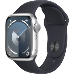 Смарт-годинник Apple Watch Series 9 GPS 41mm Silver Aluminum Case with Midnight Sport Band S/M (MR9M3, MT2R3) фото