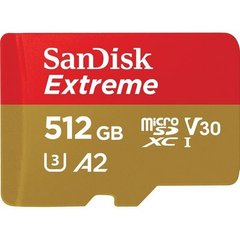 Карта пам'яті SanDisk 512 GB microSDXC UHS-I U3 V30 A2 Extreme + SD-Adapter (SDSQXAV-512G-GN6MA) фото