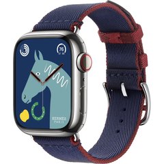 Смарт-часы Apple Watch Hermes Series 9 GPS + Cellular, 41mm Silver Stainless Steel Case with Navy/Rouge H Twill Jump Single Tour (MRQ43 + MTHF3) фото