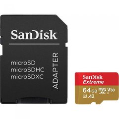 Карта памяти SANDISK EXTREME microSDXC 64 GB 170/80 MB/s UHS-I U3 ActionCam (SDSQXAH-064G-GN6AA) фото