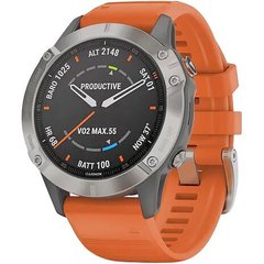Смарт-часы Garmin Fenix 6 Pro Sapphire Titanium with Ember Orange Band (010-02158-14) фото