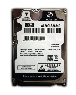 Жорсткий диск Накопитель HDD 2.5" SATA 120GB Mediamax 5400rpm 8MB (WL120GLSA854G) фото