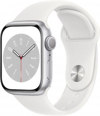 Смарт-часы Apple Watch Series 8 GPS 45mm Silver Aluminum Case with White S. Band - M/L (MP6N3, MP6Q3) фото