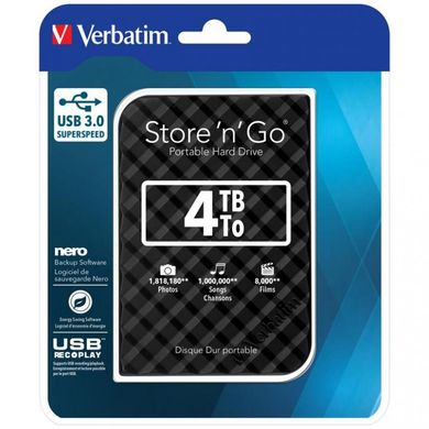 Жорсткий диск Verbatim Store 'n' Go 4 TB (53223) фото