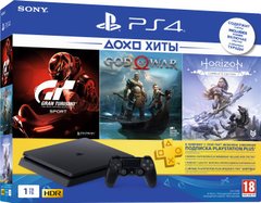 Ігрова приставка Sony Playstation 4 Slim 1TB Black Gran Turismo Sport+God of War+Horizon Zero Dawn+PSPlus 3? (9785316) (CU фото