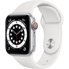 Смарт-часы Apple Watch Series 6 GPS + Cellular 40mm Silver Aluminum Case w. White Sport B. (M02N3) фото