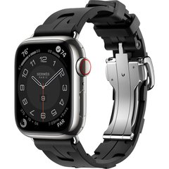 Смарт-часы Apple Watch Hermes Series 9 GPS + Cellular, 41mm Silver Stainless Steel Case with Noir Kilim Single Tour (MRQ43 + MTHT3) фото