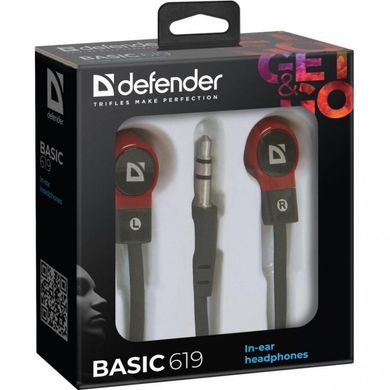 Навушники Defender Basic 619 Black-Red (63619) фото