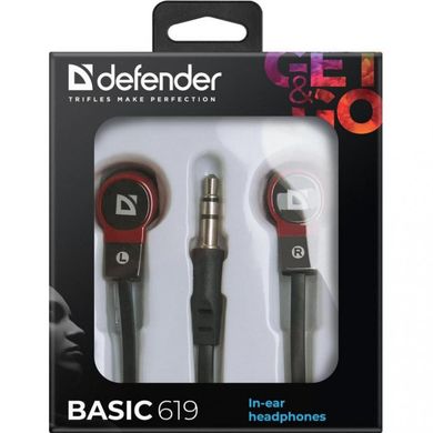 Навушники Defender Basic 619 Black-Red (63619) фото