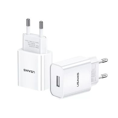 Зарядний пристрій USAMS US-CC075 T18 Single USB 2.1A White (CC075TC01) фото