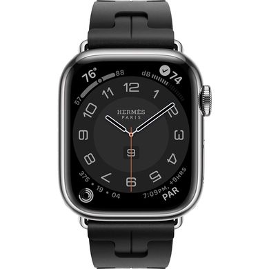 Смарт-часы Apple Watch Hermes Series 9 GPS + Cellular, 41mm Silver Stainless Steel Case with Noir Kilim Single Tour (MRQ43 + MTHT3) фото
